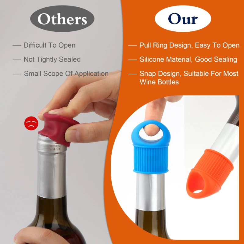 

Bottle Sealer Silicone Wine Stoppers Beverage Reusable Sparkling Wine Bottle Stopper Keeping Wine Champagne Fresh Kitchen Tools