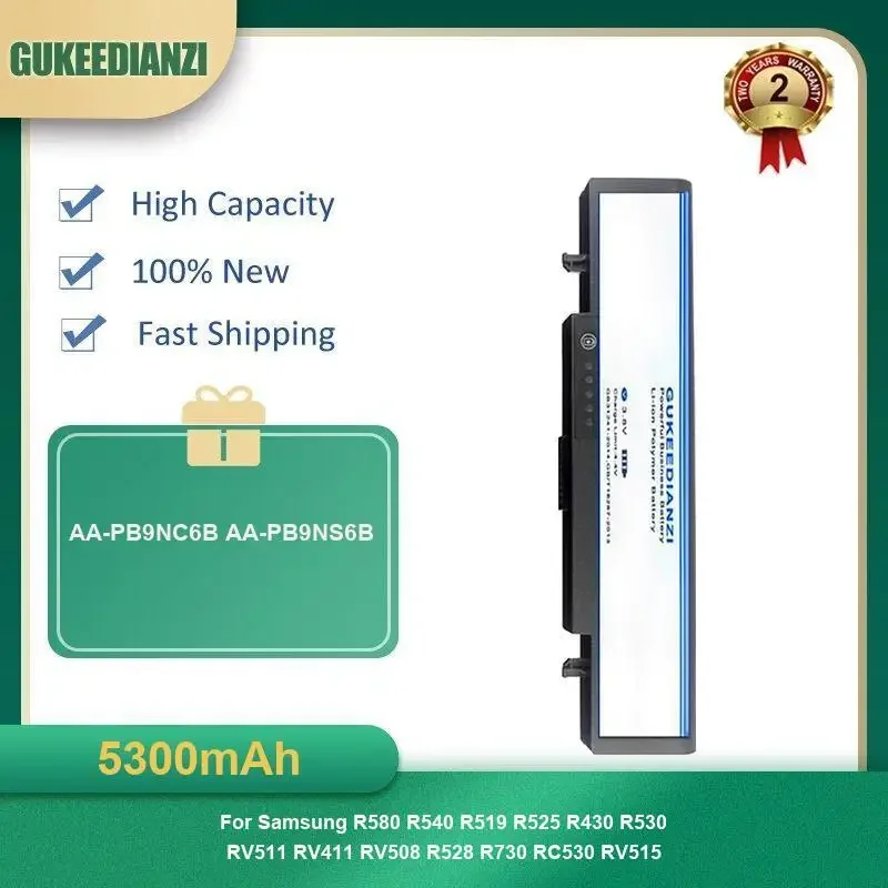 

5300 мАч AA-PB9NC6B AA-PB9NS6B Аккумулятор для ноутбука Samsung R580 R540 R519 R525 R430 R530 RV511 RV411 RV508 R528 R730 RC530 RV515