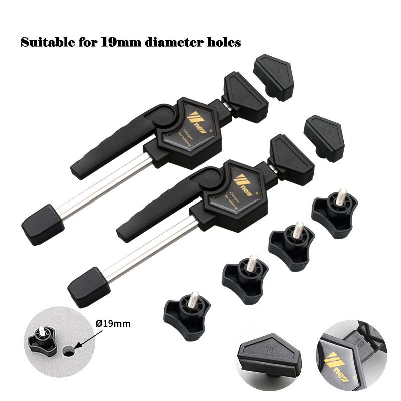 Wnew 2PCS MFT Table Clamps Bench Dog Clamps Quick Ratchet Release Speed Squeeze Woodworking Clamp for Workbench19/ 20mm Dog Hole