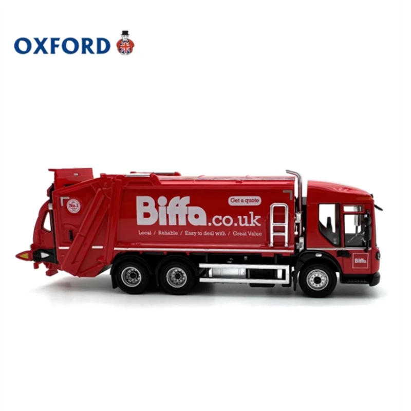 Diecast 1:76 Scale Alloy OXFORD Dennis Red Garbage Collection Truck Car Model Finished Product Simulation Model Gift Display