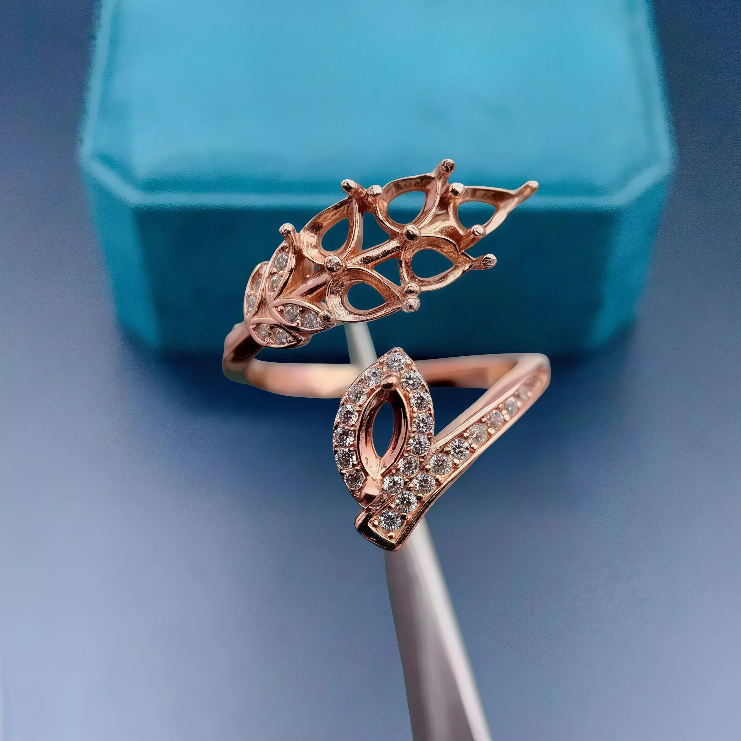 L S925 فضة حلقة الإعداد 3*4/2*4 مللي متر قطرة الماء حجر لتقوم بها بنفسك حامل فارغ غرامة مجوهرات Charm ورقة على شكل تصميم للمرأة #6