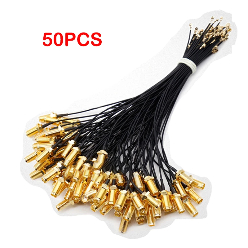 GWS 50PCS 20CM coaxial extension cable UF.L IPEX 1/IPEX4 to sma FEMALE jumper cable for WIFI 3G 4G 5G  RF connector