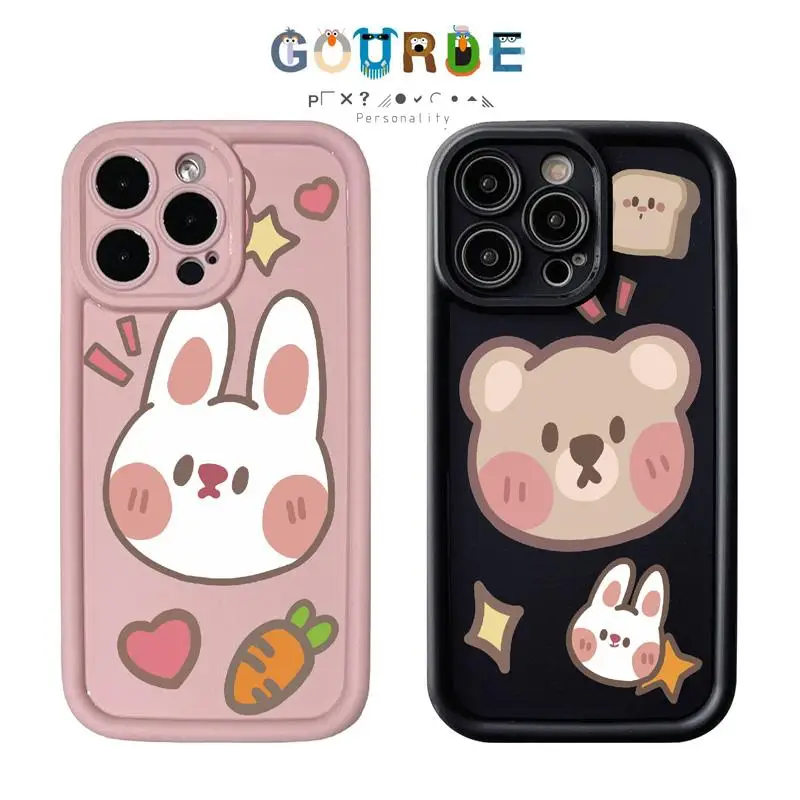 

Gourde Cute Rabbit Bear Cartoon patterns Phone Case for Iphone 16 15 14 12 13 11 Pro Max IP 7 8 Plus Iphon X XS XR Xs Max