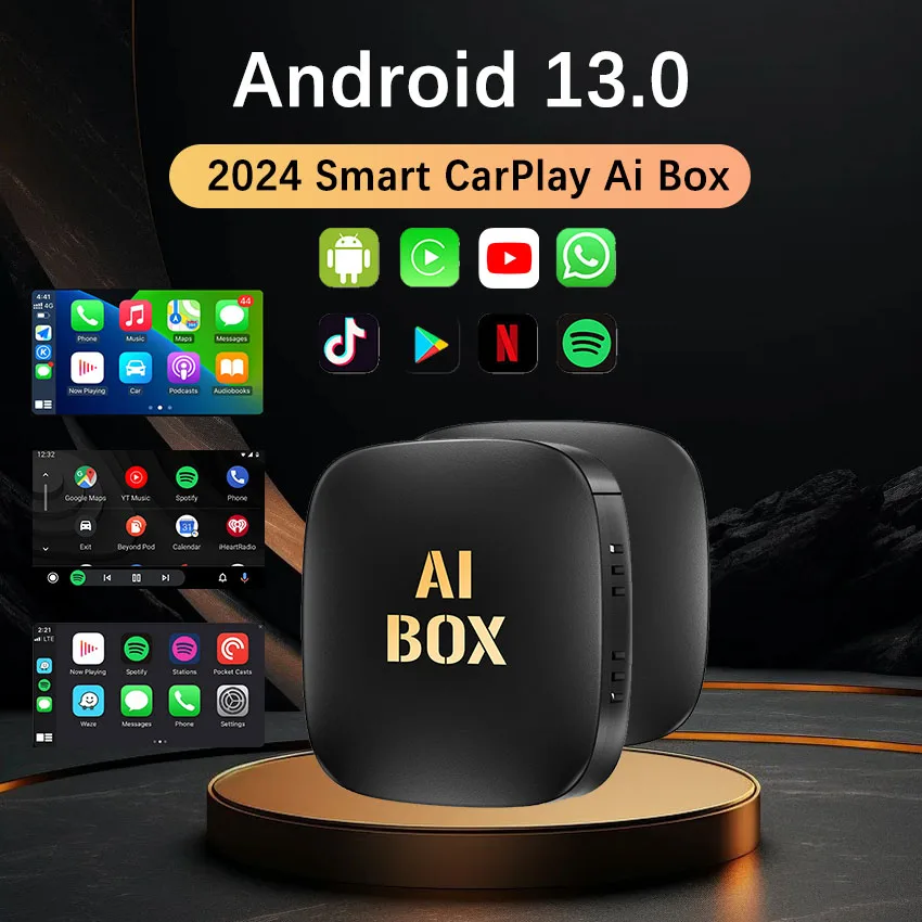 Android 13 Aiกล่องแบบมีสายไร้สายCarplay Android Auto Adapter WiFiสําหรับYoutube Nexflitรถยนต์สมาร์ทAiกล่องในตัวเล่นStroe