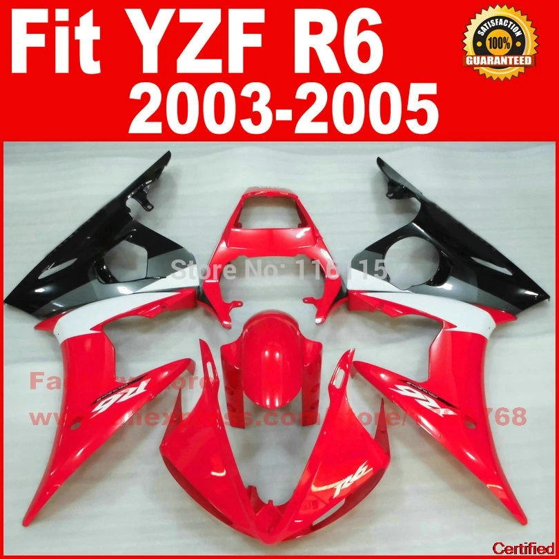 

Parts For YAMAHA R6 Fairing Kits 2003 2004 2005 Red White Black YZF R6 Fairing Kit 03 04 05 B65