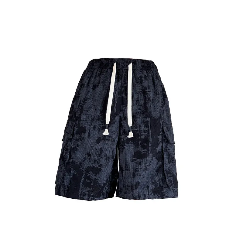 Summer Corduroy Shorts Men Fashion Retro Cargo Shorts Men Japanese Streetwear Hip-hop Loose Tie Dye Shorts Man Vintage Shorts