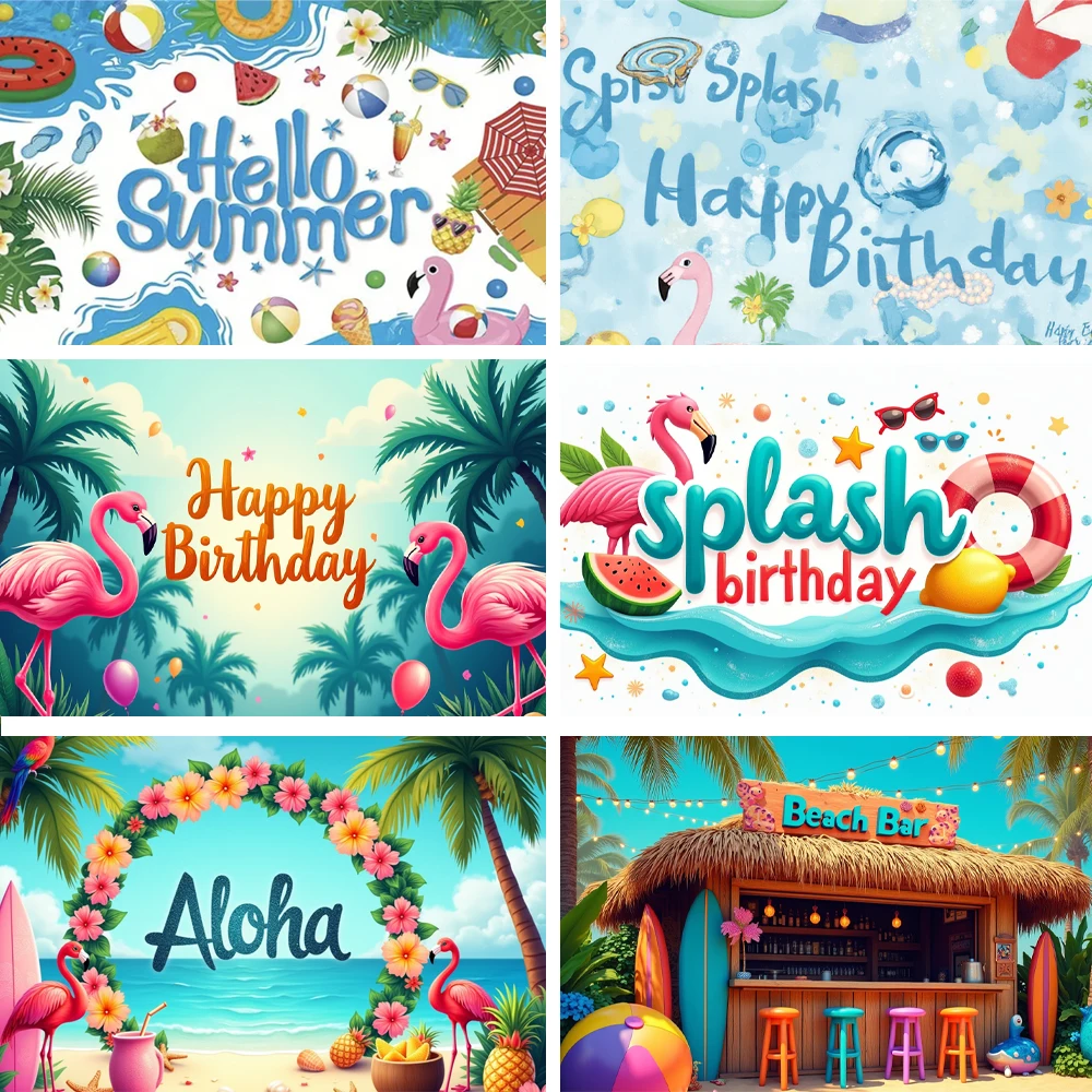 

Hawaii Summer Tropical Seaside Beach Backdrop Photography Props Baby Shower Photo Photographic Background Decor Poster Banner