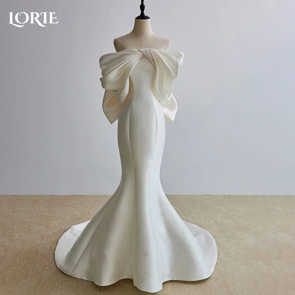 

LORIE Off Shoulder Bow Wedding Dress Elegant Pleats Bobycon Mermaid Bride Gown Customized Bride Dress vestidos de novia2026