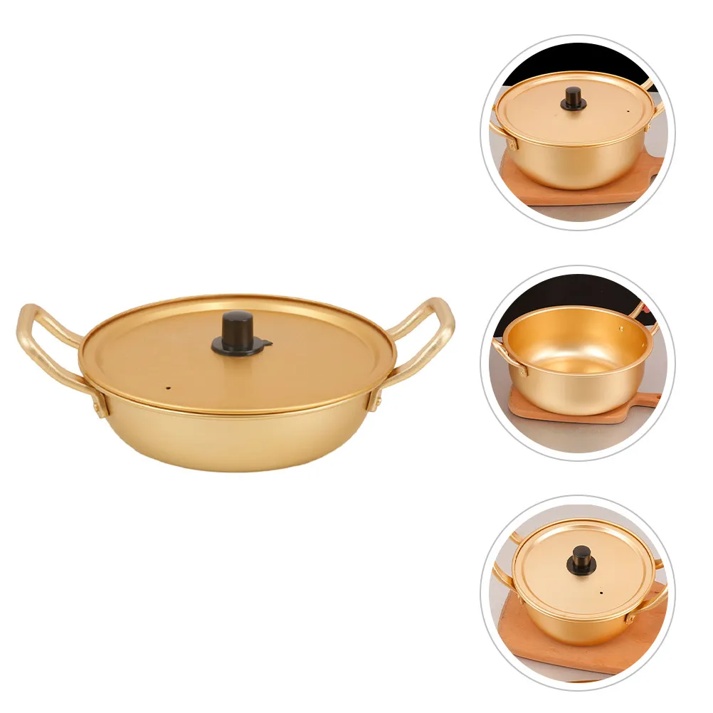 Aluminum Steaming Soup Pot Long Handle Durable Kitchen Cooking Pot for Ramen Noodles Hot Soup Easy Clean Stockpot