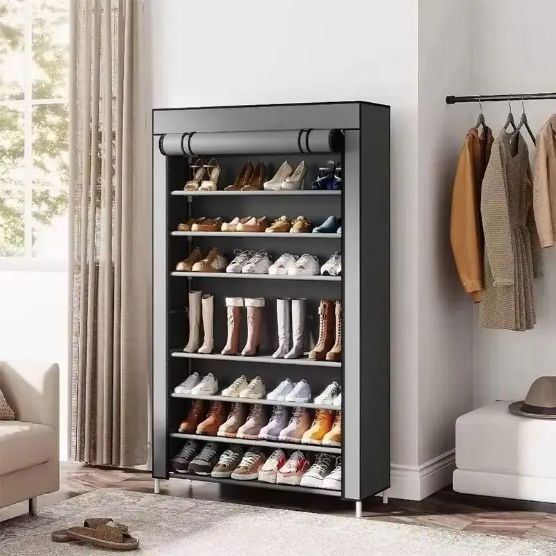 جديد مع غطاء بسحاب، منظم تخزين بسيط مقاوم للغبار للمدخل والخزانة، خزانة أحذية قماشية لطبقة الأحذية موفرة للمساحة #1