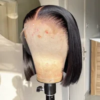 Pelucas de Cabello Humano Vietnamita 100%, Peluca Corta Bob, Peluca Frontal de Encaje HD 5x5 13x4, Pelucas Frontales de Encaje HD Liso con 200% de Densidad para Mujeres