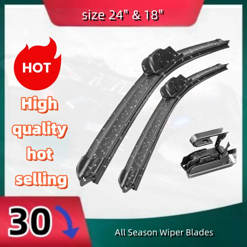 

Front Windscreen Wiper Blades Pair of 24inch (600mm) & 18inch (450mm) Fits Hook