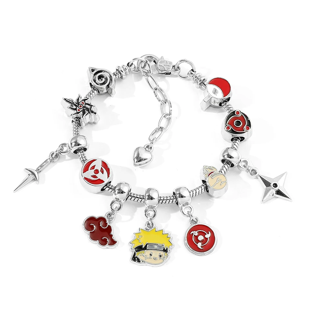 Naruto Charms Bracelets Anime Figure Pendant Hand Chains Village of Kino Hagakure Akatsuki Beads Bangles Anime Cosplay Jewelry