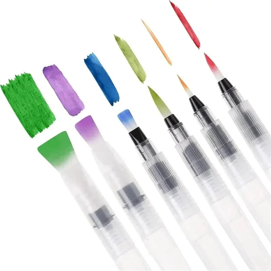 3-18 watercolor brush set, white nylon, with water storage function, DIY painting tools, suitable for school and outdoor use