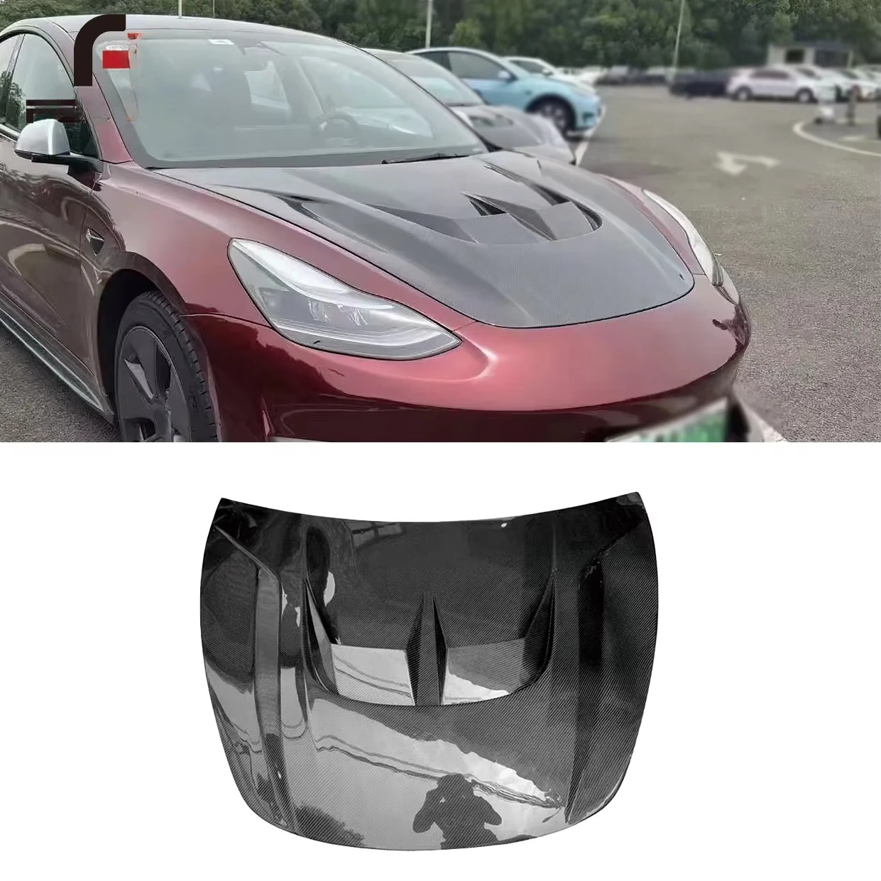 

High Quality Carbon Fiber Hood for Model 3 Includes Screws and Bolts New Engine Cover Bonnet Bumper Auto Parts