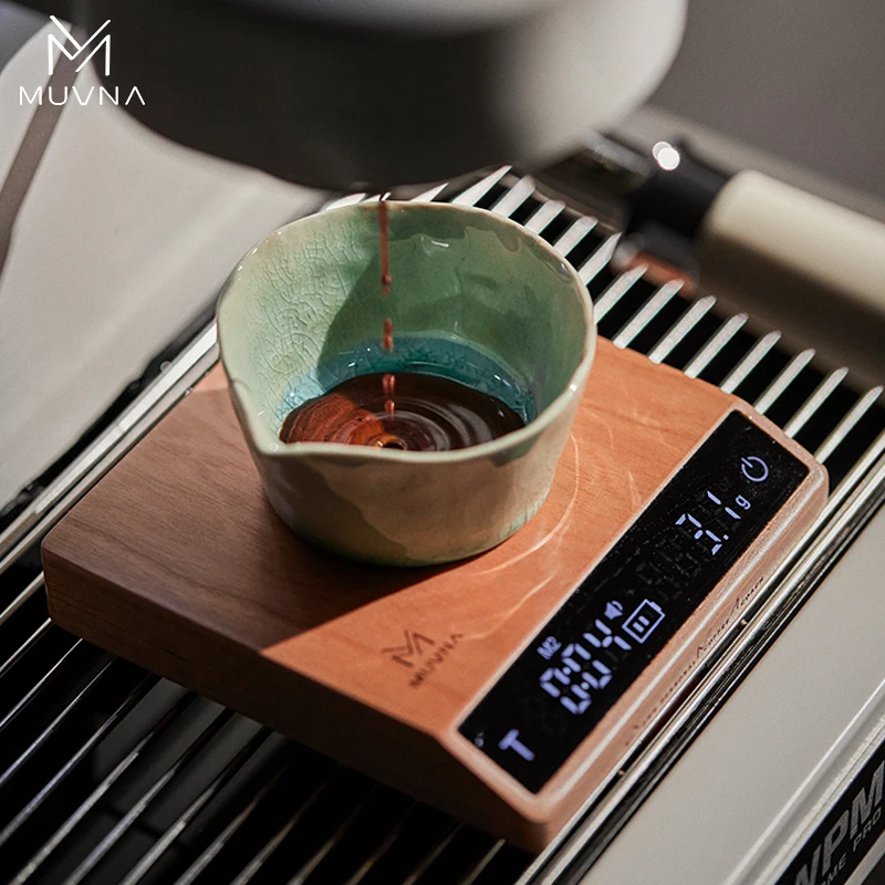 

MUVNA Espresso Electronic Scale 0.1/g High Precision Professional Coffee Scale / Solid Wood / Beveled Electronic Scale