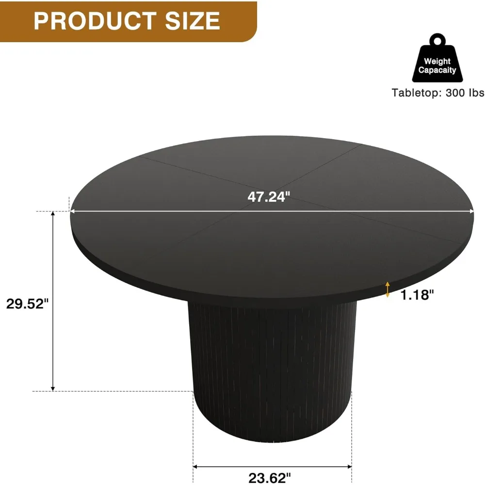 Ronde eettafel voor 4 moderne boerderij keukentafel 47 inch kleine cirkel eettafels met houten stripbasis keuken woonkamer