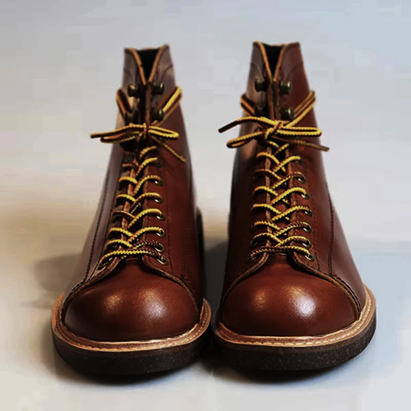 British Style Vintage Mens Boots Cow Leather Work Shoes Male Autumn Winter Motorcycle Ankle Boots for Unisex Size 45