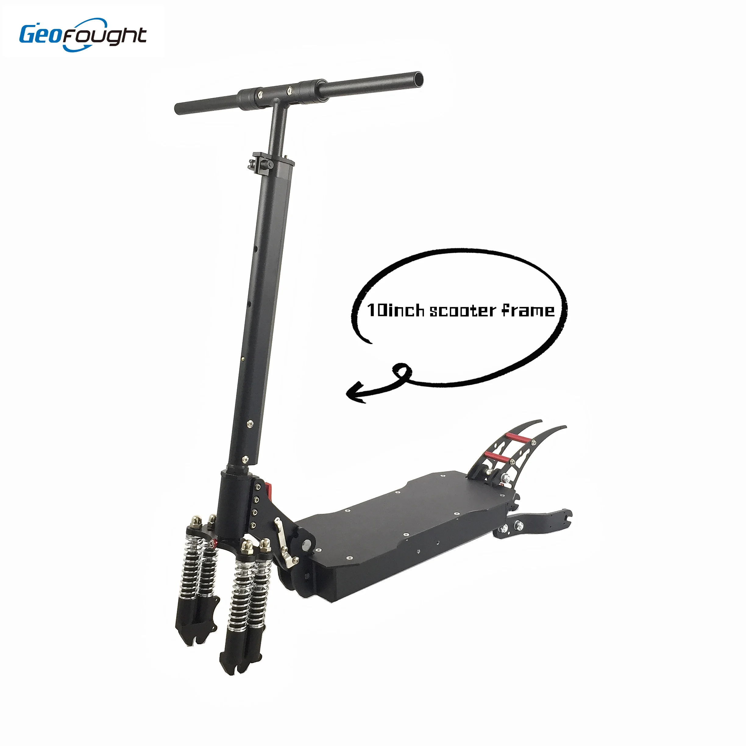 Geofought High Quality Easy Folding Electric Scooter Black Color Frame for 10 Inch Tire and Motor