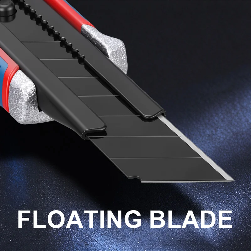18mm Office Utility Knife Aluminum SK5 Black Blade TPR Grip Box Cutter For Home Package Opening Mailing Unboxing Stationery