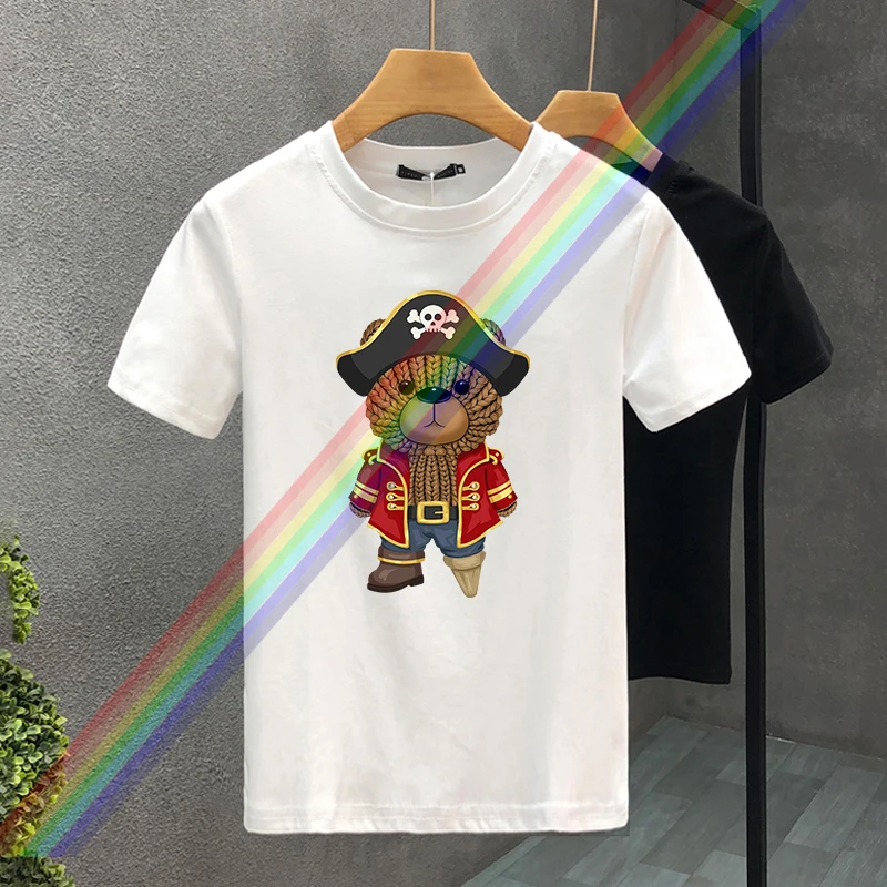 Luxury Pirate Bear 100% Cotton High Quality Printing Couple Tees Summer Harajuku For Men/Women Short Sleeve T-shirt Asian Size