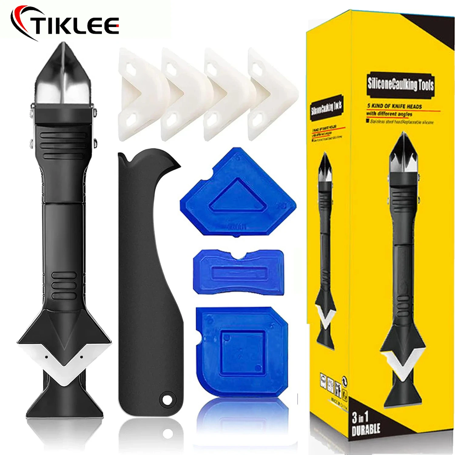 3 in 1 9pcs Silicone Remover Sealant Smooth Scraper Caulk Finisher Grout Kit Tools Floor Mould Removal Hand Tools Set