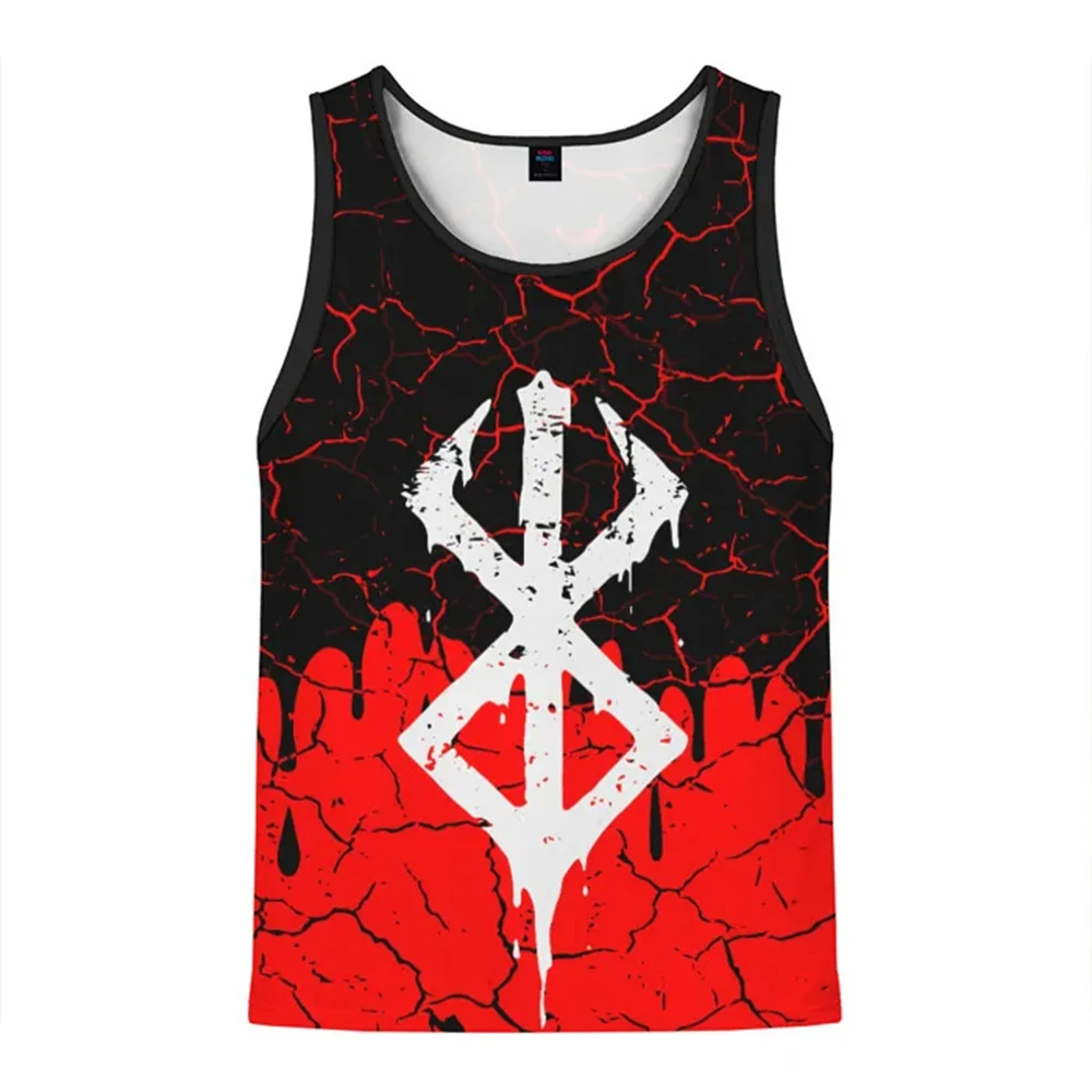 New Stylish Men's Fitness Vests Anime Berserk 3D Printed Sleeveless Tank Top Summer Oversized Gym Muscle Men Sports Top Clothing