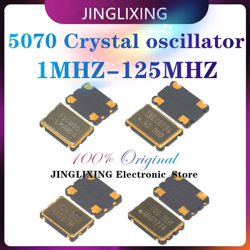 10 قطعة SMD 5070 7050 5*7 مذبذب الكريستال النشط OSC 25MHZ 6M 8M 10M 11.0592M 12M 16M 20M 24M 25M 33M 40M 48M 50M 60M 100M 125M