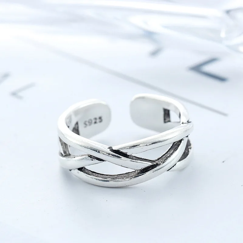 Women's 925 Sterling Silver Overlapping Ring