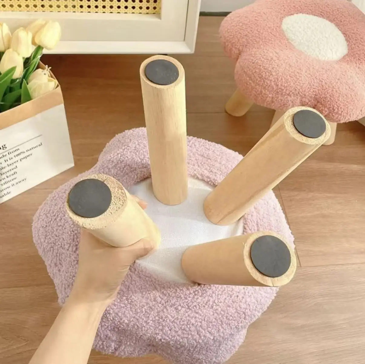 Small Stool, Household Low Stool, Small Bench, Soft Cushion, Shoe Stool, Small Chair, Living Room, Creative Stool, Children's