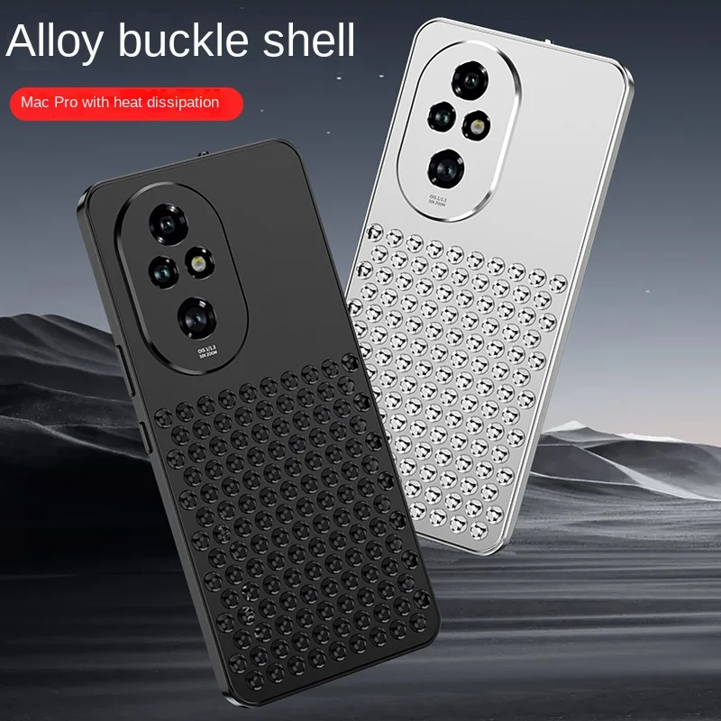 Premium Metal hollow heat dissipation holes Back Cover For Honor 200 Pro ELP-AN00 ELI-AN00 Spring buckle Shockproof Phone Case