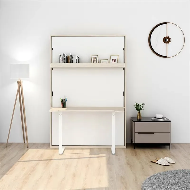 

Hot Selling Folding Murphy Wall Beds Bedroom Furniture Murphy Bed With Double-Deck Desk For Study Room Guest Room
