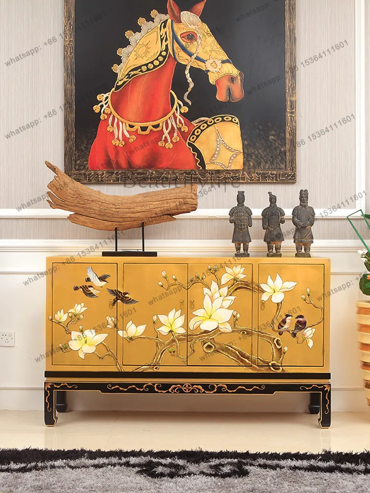 

Painted entrance new Chinese shoe cabinet partition solid wood decorative TV cabinet retro