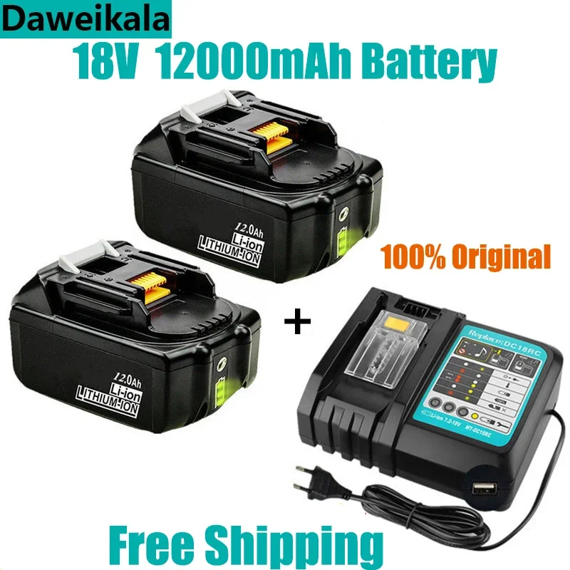 

New 100% Original for Makita 18V 12000mAh Rechargeable Power Tools Battery with LED Li-ion Replacement LXT BL1860B BL1860 BL1850
