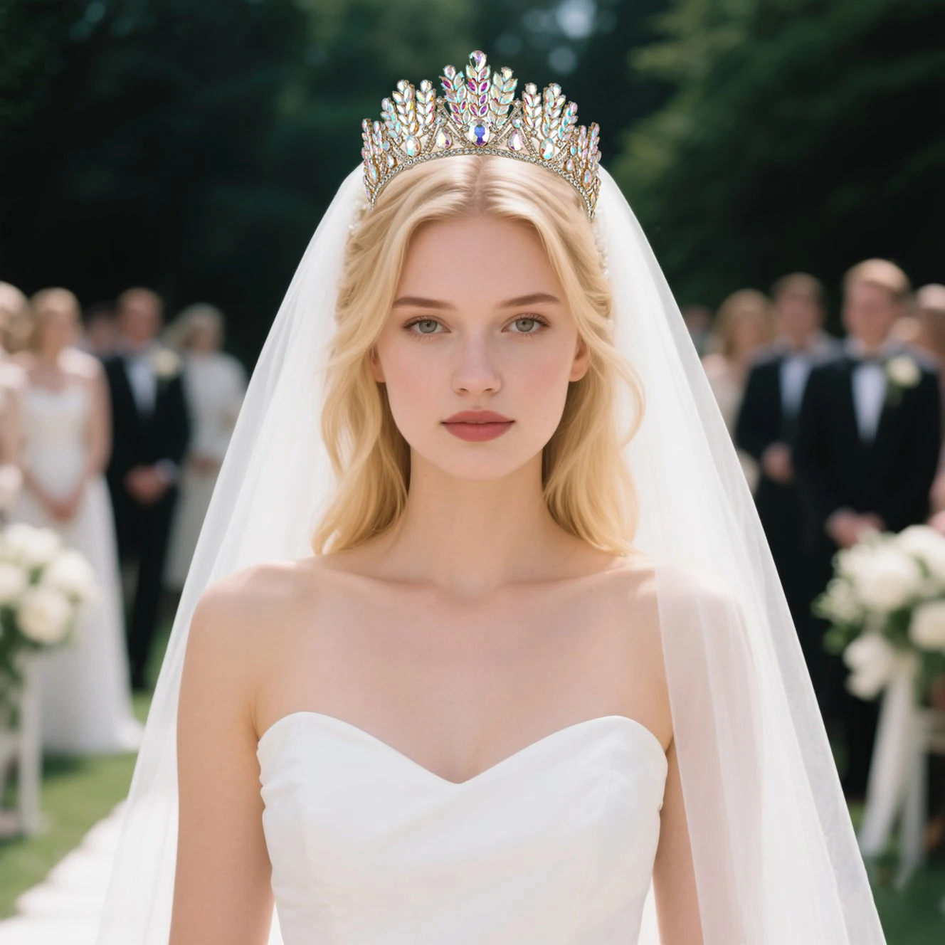 تاج الزفاف - غطاء رأس زفاف فاخر من الكريستال المتلألئ وحجر الراين على شكل ريشة وليمة الملكة والأميرة