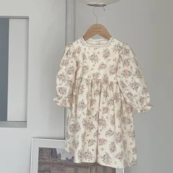 1-6Y Autumn Kids Baby Dress Girls Sweet Lace Princess Dress Long Sleeve Spring New Kids Baby Girls Dress Children Clothes Dress