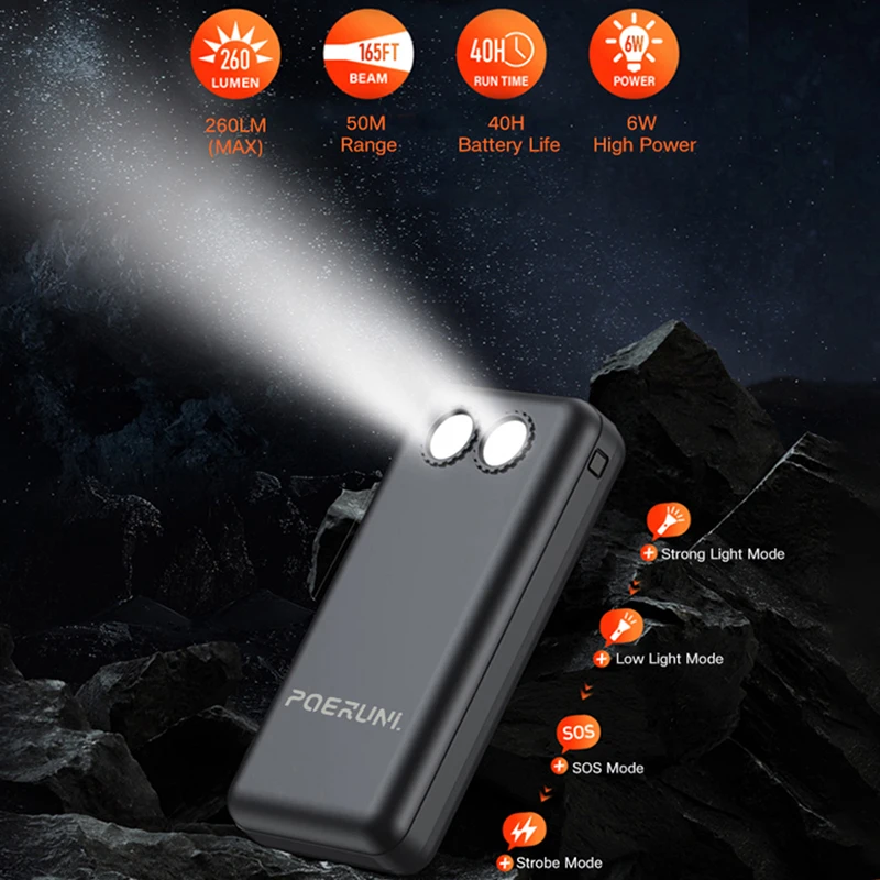 

CHICNOD 20000mAh Solar Power Bank LED Light Big Capacity Fast Charging Portable Outdoor Power For iPhone Samsung Xiaomi Huawei