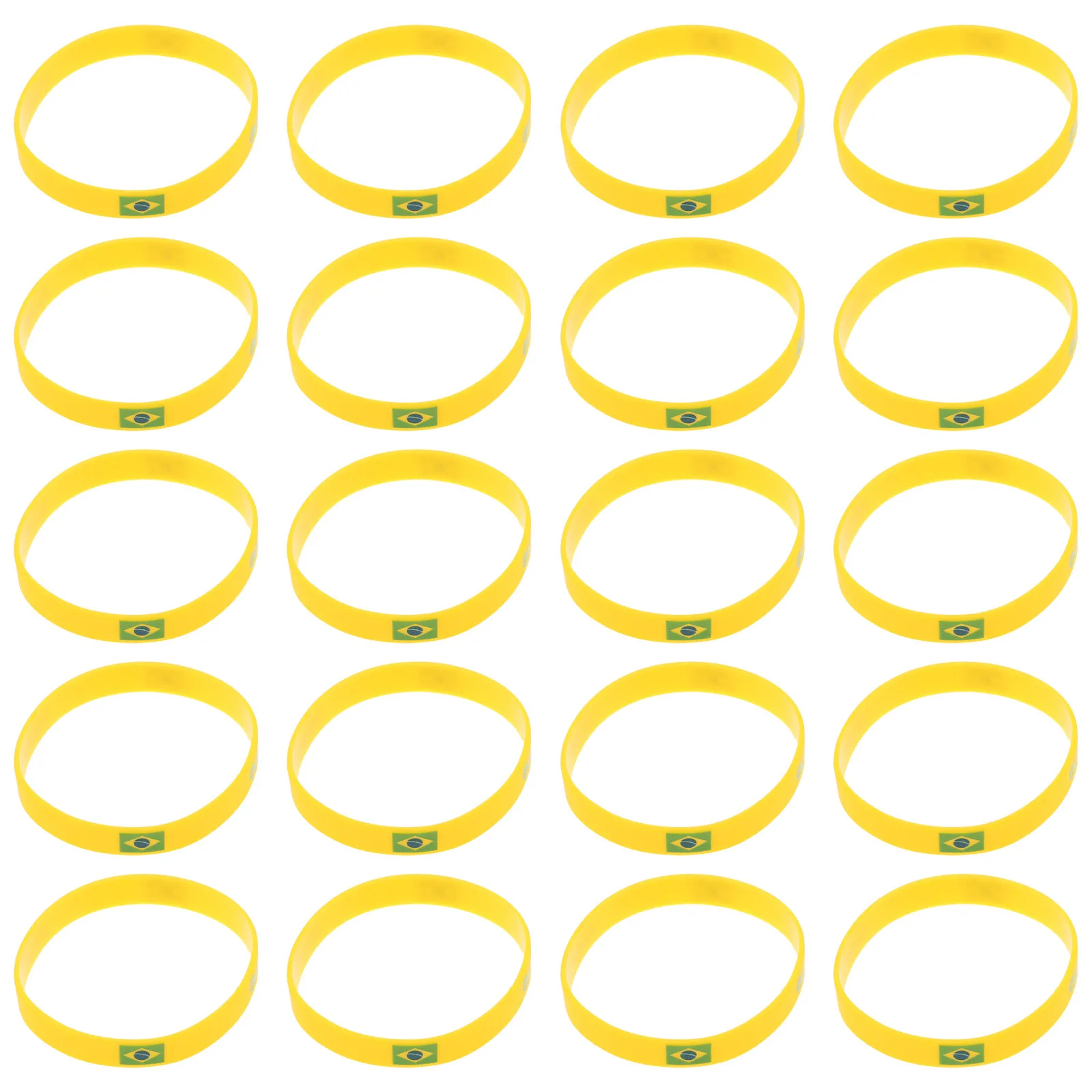 

20Pcs Brazil Flag Silicone Wristbands Sport Bracelets Soccer Event Patriotic Football Accessories Gifts