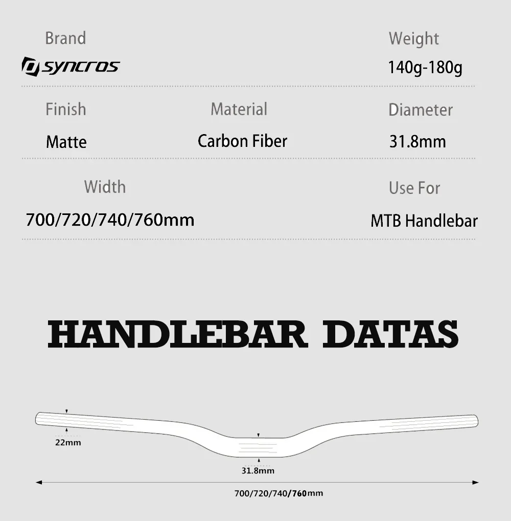 متوافق مع الدراجة الجبلية SYNC ROS 31.8 مم خفيفة للغاية ومقبض من ألياف الكربون بالكامل، مناسبة للدراجات الجبلية، BMX، اليد العلوية #3