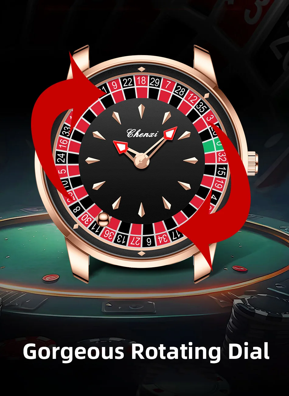 CHENXI 636 Casual Roulette Rotierende Herren-Quarzuhr 3ATM Wasserdicht Leuchtende Zeiger Herren-Armbanduhr Reloj Hombre (Ohne Box) – Detail 3