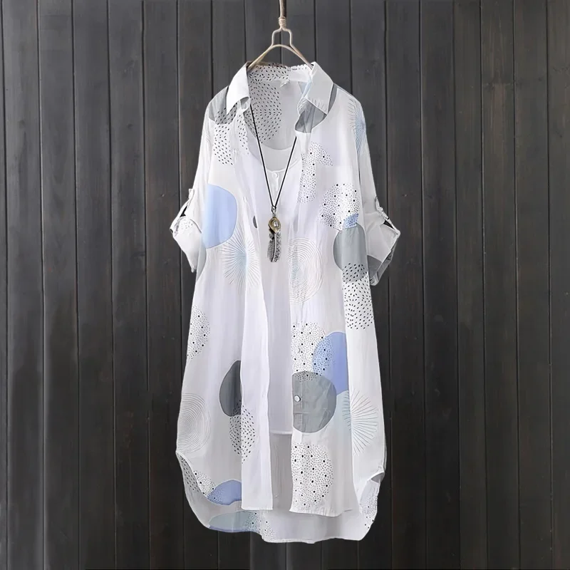 

Солнцезащитная рубашка для женщин, летняя, средней и длинной длины, свободного кроя, больших размеров, тонкая, с принтом, стильный дизайн.