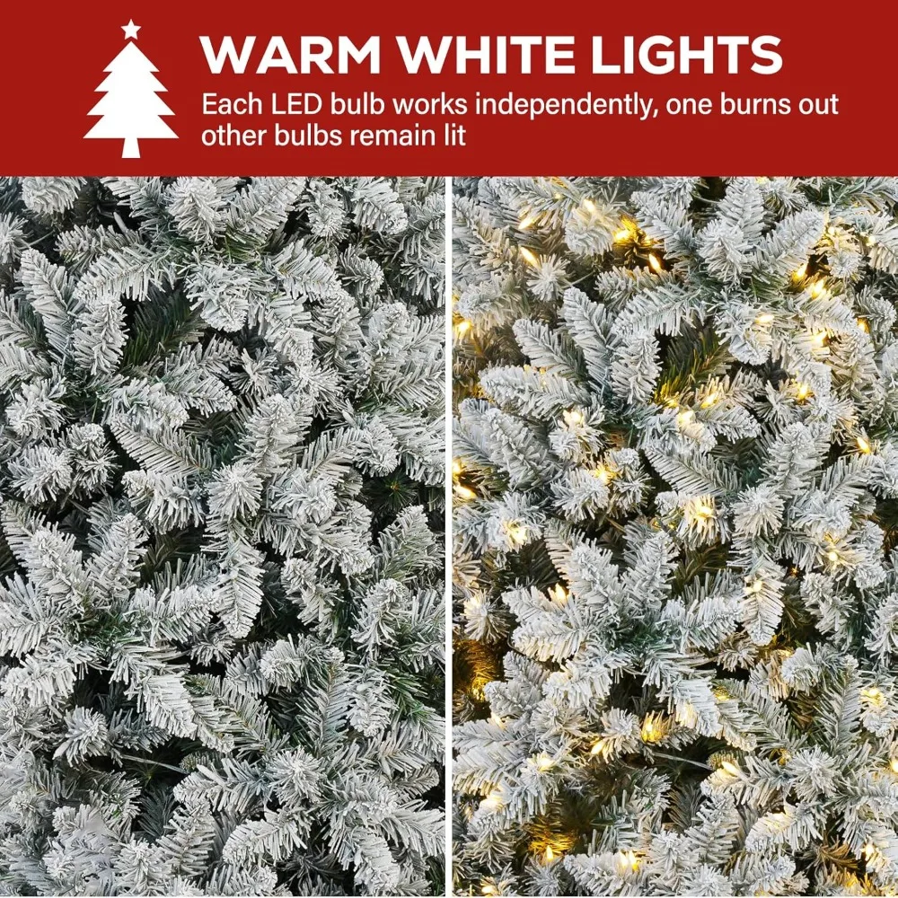 شجرة عيد الميلاد الاصطناعية للعطلات بطول 7.5 أقدام، 450 مصباح أبيض دافئ، 1446 أطراف فرع PVC، تجميع سريع #6