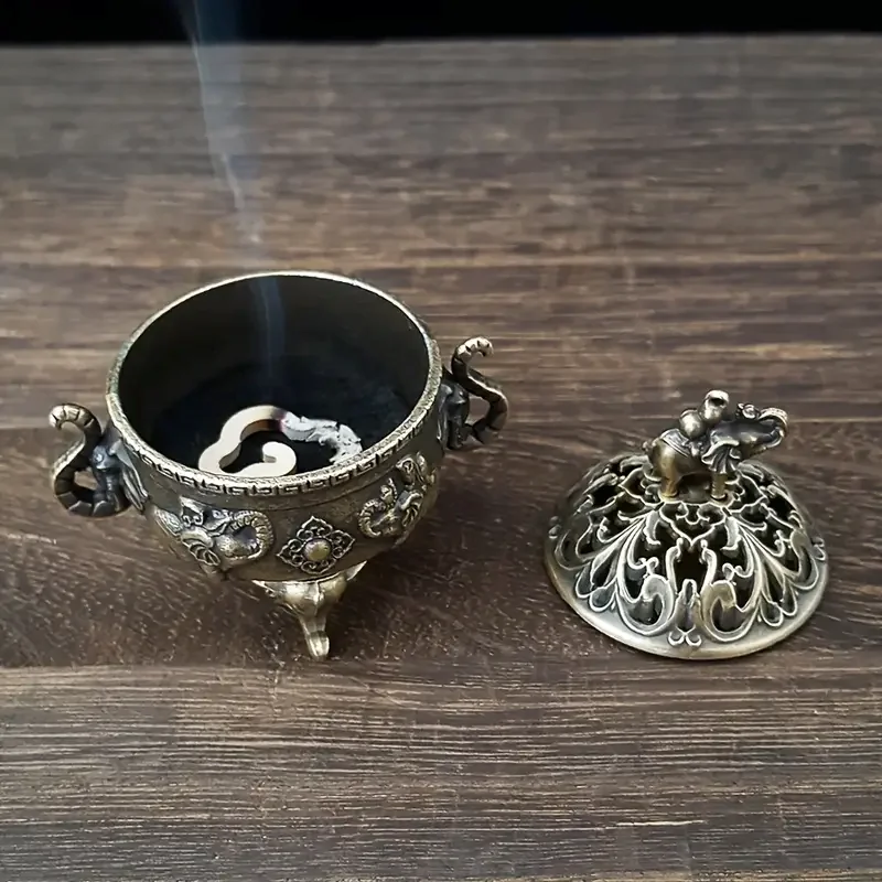 Elefanten-Räuchergefäß mit drei Beinen, Metall, Heimdekoration, Aromatherapie-Zubehör, vielseitig einsetzbar für Meditation, Dekoration, Ornament – Detail 3