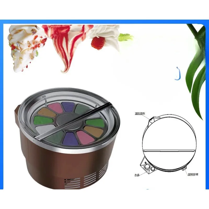 Commercial high-end air-cooled drum ice cream display cabinet refrigerated freezer