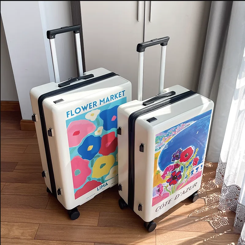 Luggage female Instagram star suitcase student Sturdy durable passcode box 20/26 inch small light boarding