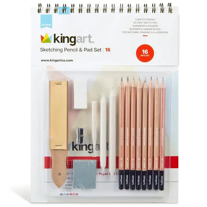 (3 pack) Kingart Studio, Sketching & Drawing Pencil Art Set Kit, 16 Pc., For Beginners and Experts