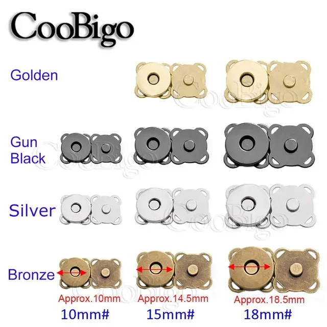 Fermoir magnétique à bouton-pression en métal, fermeture pour vêtements, sac, bricolage, artisanat, accessoires de couture, 5 ensembles, 10mm, 15mm, 18mm 2
