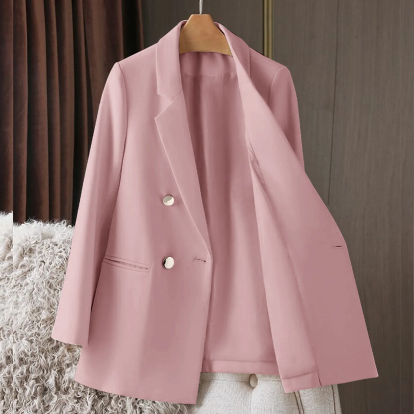 Chaquetas de Color liso para mujer, abrigo ajustado de talla grande, regalo para Navidad, cumpleaños y Año Nuevo, otoño