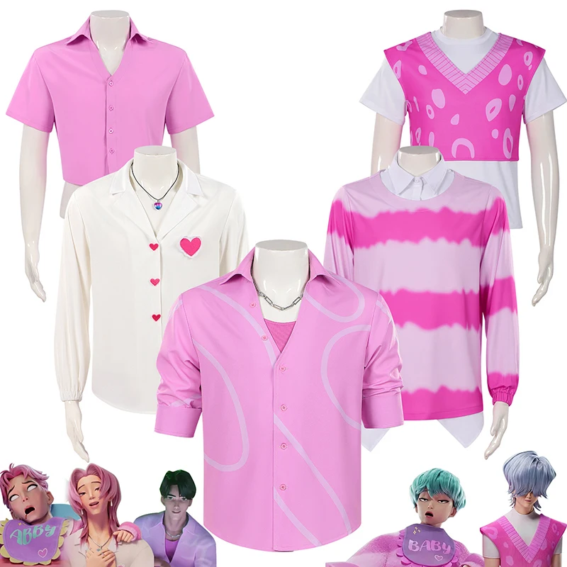 

Saja Boys Jinu Abby Baby Romance Mystery Cosplay T-Shirt Demon Hunters Costume KPOP Group Idol Roleplay Halloween Party For Boys