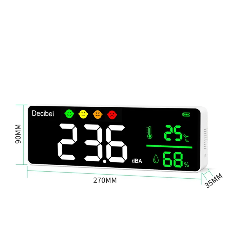 Daily 2X DM1306D Digital Decibel Sound Meter Smart Wall Mounted Noise Detector 30-130DB Temperature And Humidity Monitor